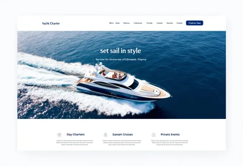 Web design example: homepage for a yacht charter company in Limassol