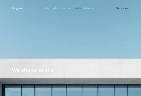 Web design example: homepage for an architecture studio in Cyprus
